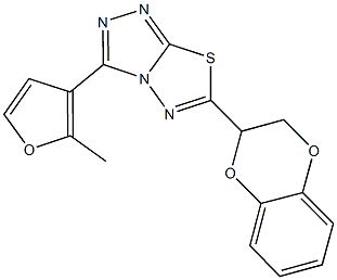 6-(2,3-dihydro-1,4-benzodioxin-2-yl)-3-(2-methyl-3-furyl)[1,2,4]triazolo[3,4-b][1,3,4]thiadiazole 结构式