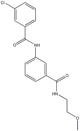 3-chloro-N-(3-{[(2-methoxyethyl)amino]carbonyl}phenyl)benzamide 结构式