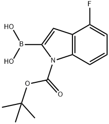 (1-(叔丁氧基羰基)-4-氟-1H-吲哚-2-)硼酸 结构式