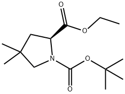 (S)-1-BOC-4,4-二甲基-吡咯烷-2-甲酸乙酯 结构式