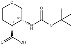 順式-3-N-BOC-氨基四氢-2H-吡喃-4-甲酸 结构式