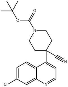 4-(7-氯喹啉-4-基)-4-氰基哌啶-1-羧酸叔丁酯 结构式
