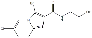 3-bromo-6-chloro-N-(2-hydroxyethyl)imidazo[1,2-a]pyridine-2-carboxamide 结构式