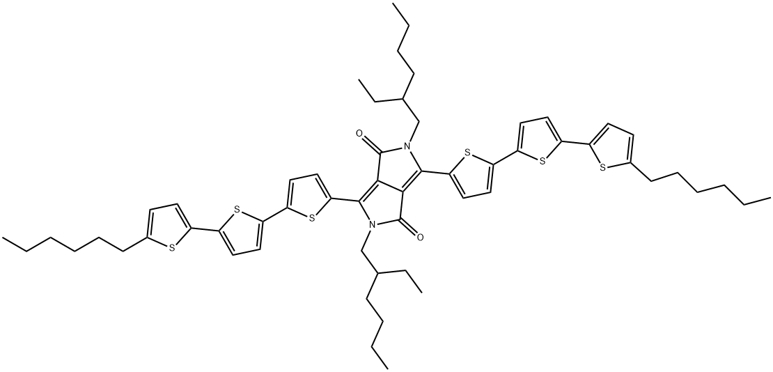 2,5-双(2-乙基己基)-3,6-双(5''-己基[2,2':5',2''-三联噻吩]-5-基)-2,5-二氢吡咯并[3,4-C]吡咯-1,4-二酮 结构式