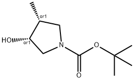 1-pyrrolidinecarboxylic acid, 3-hydroxy-4-methyl-, 1,1-dimethylethyl ester, (3r,4r)-rel- 结构式