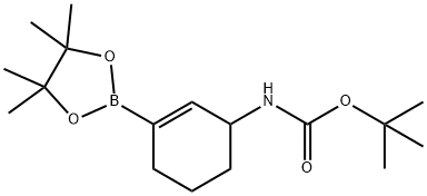 The mixture of TERT-BUTYL 3-(4,4,5,5-TETRAMETHYL-1,3,2-DIOXABOROLAN-2-YL)CYCLOHEX-3-ENYLCARBAMATE and tert-butyl 3-(4,4,5,5-tetramethyl-1,3,2-dioxaborolan-2-yl)cyclohex-2-enylcarbamate 结构式