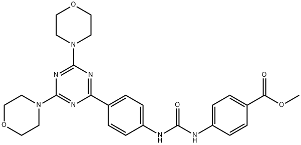 methyl 4-[({4-[bis(morpholin-4-yl)-1,3,5-triazin-2-yl]phenyl}carbamoyl)amino]benzoate 结构式