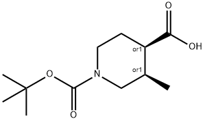 顺式-1-N-BOC-3-甲基哌啶-4-羧酸 结构式