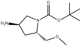 (2S,4R)-4-氨基-2-(甲氧基甲基)-1-吡咯烷甲酸叔丁酯 结构式
