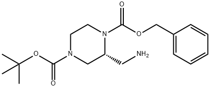 R-1-N-CBZ-4-N-BOC-2-氨甲基哌嗪 结构式