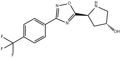 (3R,5S)-5-(3-(4-(trifluoromethyl)phenyl)-1,2,4-oxadiazol-5-yl)pyrrolidin-3-ol 结构式