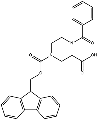 4-((((9H-芴-9-基)甲氧基)羰基)-1-苯甲酰基哌嗪-2-羧酸 结构式