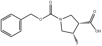 CIS-1-(BENZYLOXYCARBONYL)-4-FLUOROPYRROLIDINE-3-CARBOXYLIC ACID 结构式