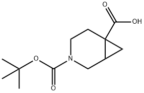 3-叔丁氧羰基-3-氮杂双环[4.1.0]己烷-6-甲酸 结构式