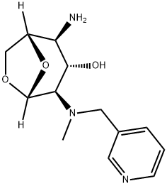 (1S,2S,3S,4R,5R)-2-amino-4-(methyl(pyridin-3-ylmethyl)amino)-6,8-dioxabicyclo[3.2.1]octan-3-ol 结构式