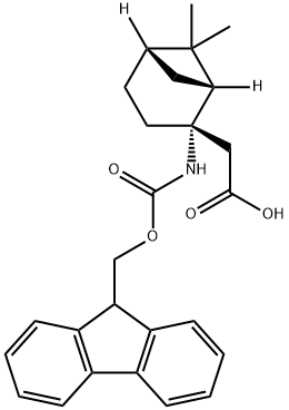 2-[(1R,2S,5S)-2-({[(9H-fluoren-9-yl)methoxy]carbonyl}amino)-6,6-dimethylbicyclo[3.1.1]heptan-2-yl]acetic acid 结构式