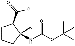 (1R,2S)-2-{[(tert-butoxy)carbonyl]amino}-2-methylcyclopentane-1-carboxylic acid 结构式