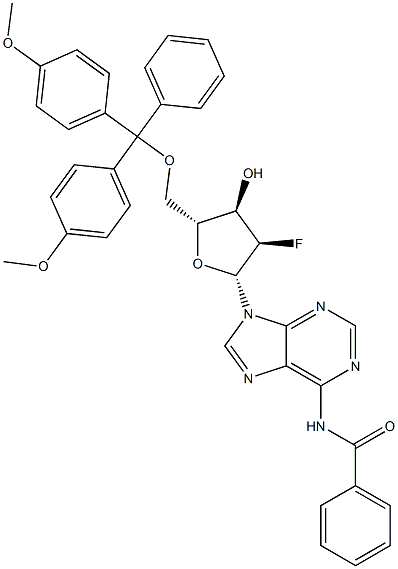 5'-DMT-2'-氟-苯甲酰基-2'-脱氧腺苷 结构式