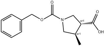 (反式)-1-(苄氧羰基)-4-甲基吡咯烷-3-羧酸 结构式