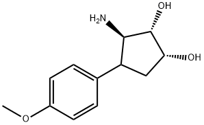 (1R,2S,3R)-3-amino-4-(4-methoxyphenyl)cyclopentane-1,2-diol 结构式