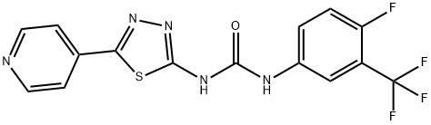N-[4-氟-3-(三氟甲基)苯基]-N'-[5-(4-吡啶基)-1,3,4-噻二唑-2-基]脲 结构式