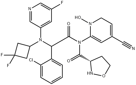 1-(4-氰基-2-吡啶基)-5-氧代-L-脯氨酰-2-(2-氯苯基)-N-(3,3-二氟环丁基)-N2-(5-氟-3-吡啶基)甘氨酰胺 结构式