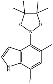 7-氟-5-甲基-4-(4,4,5,5-四甲基-1,3,2-二噁硼戊环-2-基)-1H-吲哚 结构式