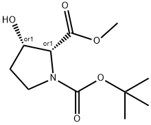 1-O-tert-butyl2-O-methyl(2S,3R)-3-hydroxypyrrolidine-1,2-dicarboxylate 结构式