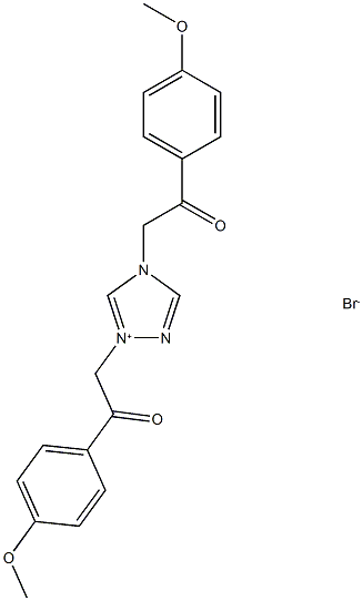 1,4-bis[2-(4-methoxyphenyl)-2-oxoethyl]-4H-1,2,4-triazol-1-ium bromide 结构式