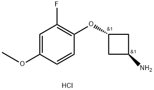 CyclobutanaMine, 3-(2-fluoro-4-Methoxyphenoxy)-, hydrochloride (1:1),trans- 结构式