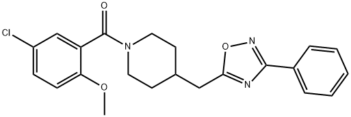 1-(5-chloro-2-methoxybenzoyl)-4-[(3-phenyl-1,2,4-oxadiazol-5-yl)methyl]piperidine 结构式