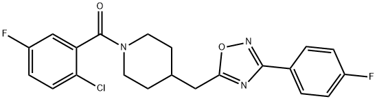 1-(2-chloro-5-fluorobenzoyl)-4-{[3-(4-fluorophenyl)-1,2,4-oxadiazol-5-yl]methyl}piperidine 结构式
