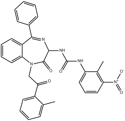 1-(2-methyl-3-nitrophenyl)-3-{1-[2-(2-methylphenyl)-2-oxoethyl]-2-oxo-5-phenyl-2,3-dihydro-1H-1,4-benzodiazepin-3-yl}urea 结构式