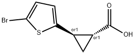 (1S,2S)-rel-2-(5-bromothiophen-2-yl)cyclopropane-1-carboxylic acid 结构式