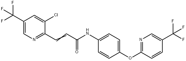 (2E)-3-[3-chloro-5-(trifluoromethyl)pyridin-2-yl]-N-(4-{[5-(trifluoromethyl)pyridin-2-yl]oxy}phenyl)prop-2-enamide 结构式