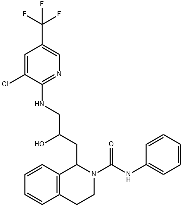 1-(3-{[3-chloro-5-(trifluoromethyl)pyridin-2-yl]amino}-2-hydroxypropyl)-N-phenyl-1,2,3,4-tetrahydroisoquinoline-2-carboxamide 结构式