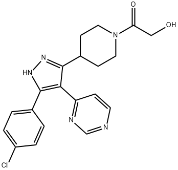 3-[N-(2-羟基乙酰基)-4-哌啶基]-4-(4-嘧啶基)-5-(4-氯苯基)吡唑 结构式