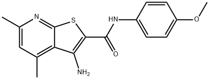 3-氨基-N-(4-甲氧基苯基)-4,6-二甲基噻吩并[2,3-B]吡啶-2-甲酰胺 结构式