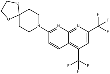 1,4-Dioxa-8-azaspiro[4.5]decane,8-[5,7-bis(trifluoromethyl)-1,8-naphthyridin-2-yl]-(9CI) 结构式