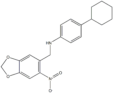 4-cyclohexyl-N-[(6-nitro-1,3-benzodioxol-5-yl)methyl]aniline 结构式