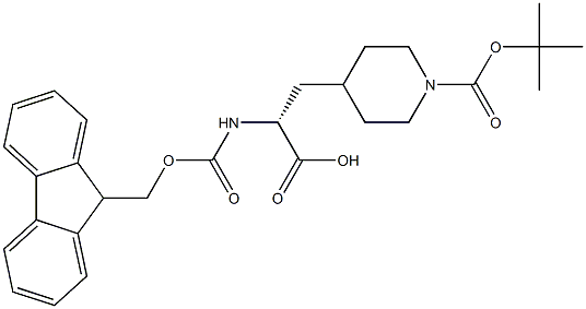 (2r)-3-{1-[(tert-butoxy)carbonyl]piperidin-4-yl-2-({[(9h-fluoren-9-yl)methoxy]carbonylamino)propanoic acid 结构式