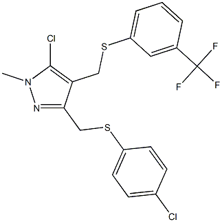 (5-chloro-3-{[(4-chlorophenyl)sulfanyl]methyl}-1-methyl-1H-pyrazol-4-yl)methyl 3-(trifluoromethyl)phenyl sulfide 结构式