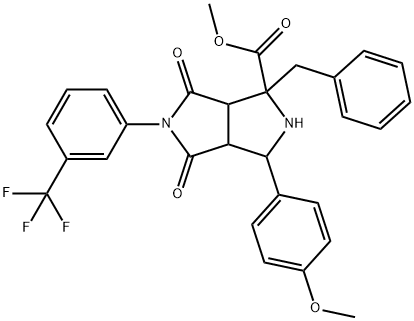 methyl 1-benzyl-3-(4-methoxyphenyl)-4,6-dioxo-5-[3-(trifluoromethyl)phenyl]octahydropyrrolo[3,4-c]pyrrole-1-carboxylate 结构式