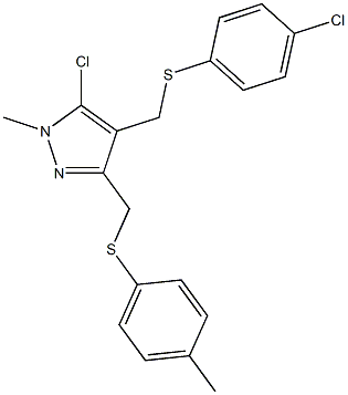 (5-chloro-4-{[(4-chlorophenyl)sulfanyl]methyl}-1-methyl-1H-pyrazol-3-yl)methyl 4-methylphenyl sulfide 结构式