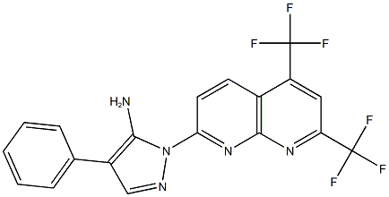 1H-Pyrazol-5-amine,1-[5,7-bis(trifluoromethyl)-1,8-naphthyridin-2-yl]-4-phenyl-(9CI) 结构式