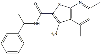 3-amino-4,6-dimethyl-N-(1-phenylethyl)thieno[2,3-b]pyridine-2-carboxamide 结构式