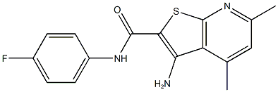 3-amino-N-(4-fluorophenyl)-4,6-dimethylthieno[2,3-b]pyridine-2-carboxamide 结构式