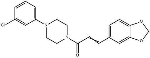 (2E)-3-(2H-1,3-benzodioxol-5-yl)-1-[4-(3-chlorophenyl)piperazin-1-yl]prop-2-en-1-one 结构式