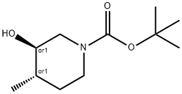 (3S,4R)-3-羟基-4-甲基六氢吡啶-1-甲酸 叔丁酯 结构式