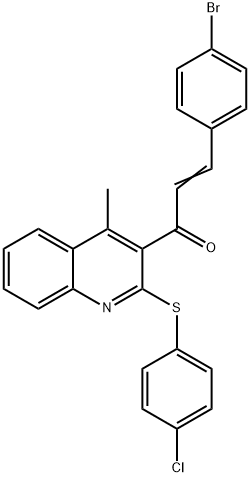 (2E)-3-(4-bromophenyl)-1-{2-[(4-chlorophenyl)sulfanyl]-4-methylquinolin-3-yl}prop-2-en-1-one 结构式